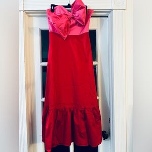 🩷❤️ strapless pink and red 🎀 dress by Hutch for Anthropologie ❤️🩷